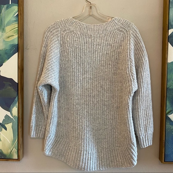 Lou & Grey High Low Scoop Sweater Gray 3/4 Sleeves - Picture 6 of 7